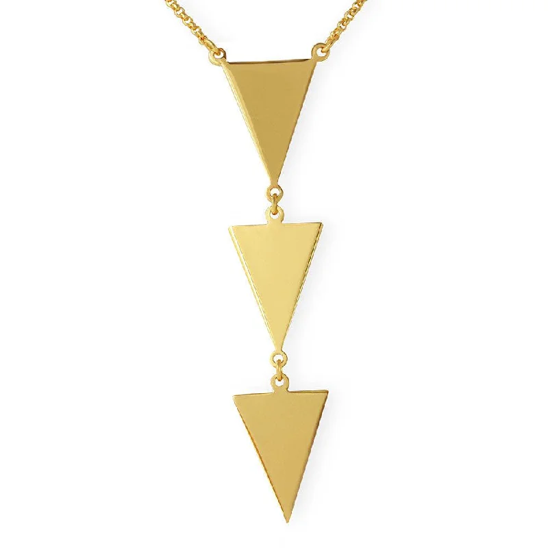 Silver 925 Gold Plated 3 Triangle Drop Necklace - ARN00022GP