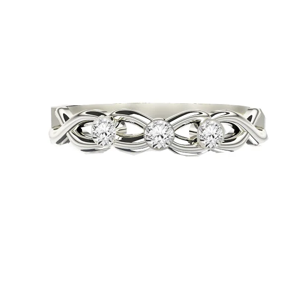 THREE DIAMOND CELTIC TWIST ENGAGEMENT RING