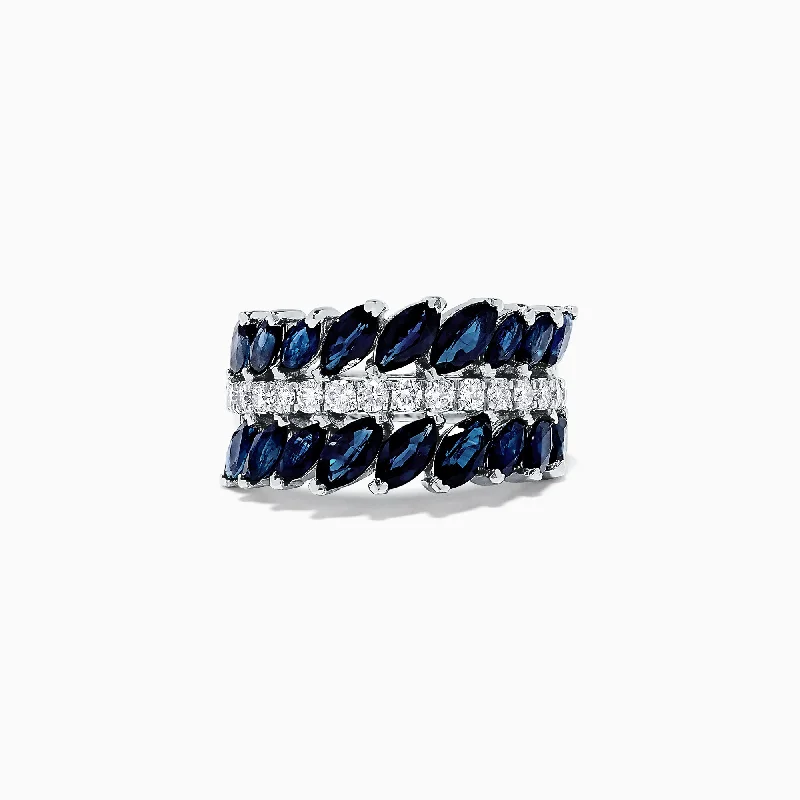 Royale Bleu 14K White Gold Blue Sapphire and Diamond Ring, 5.06 TCW