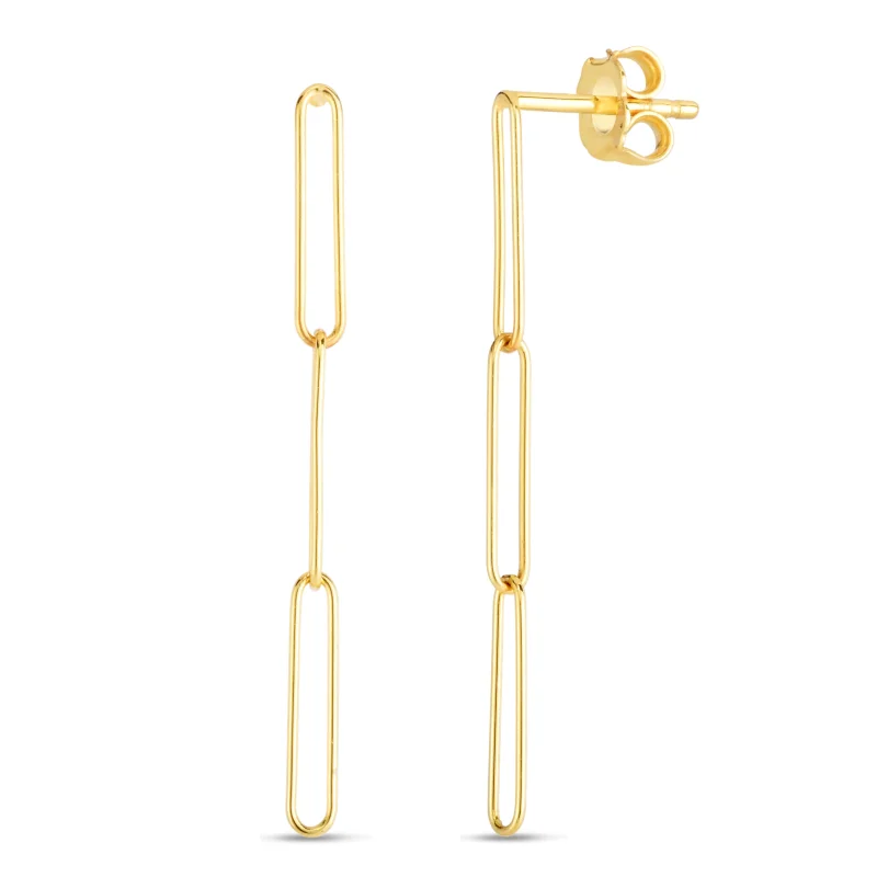 14K Lungo Paperclip Drop Earring