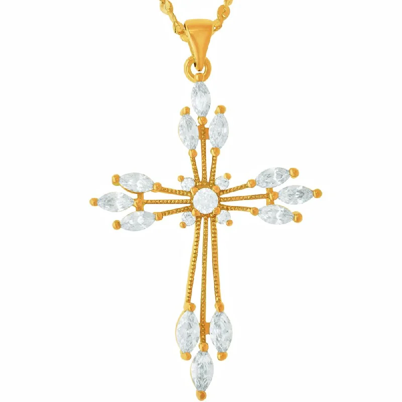 Cross Pendant Necklace – Cubic Zirconia Snowflake