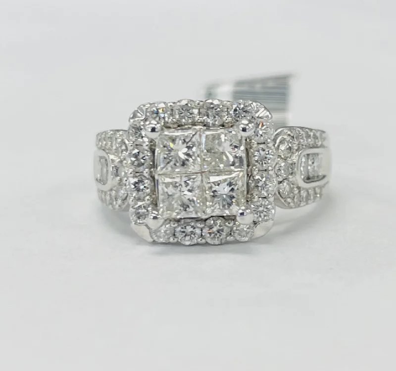 Quad Halo 1 1/2CTW Diamond Engagement RIng