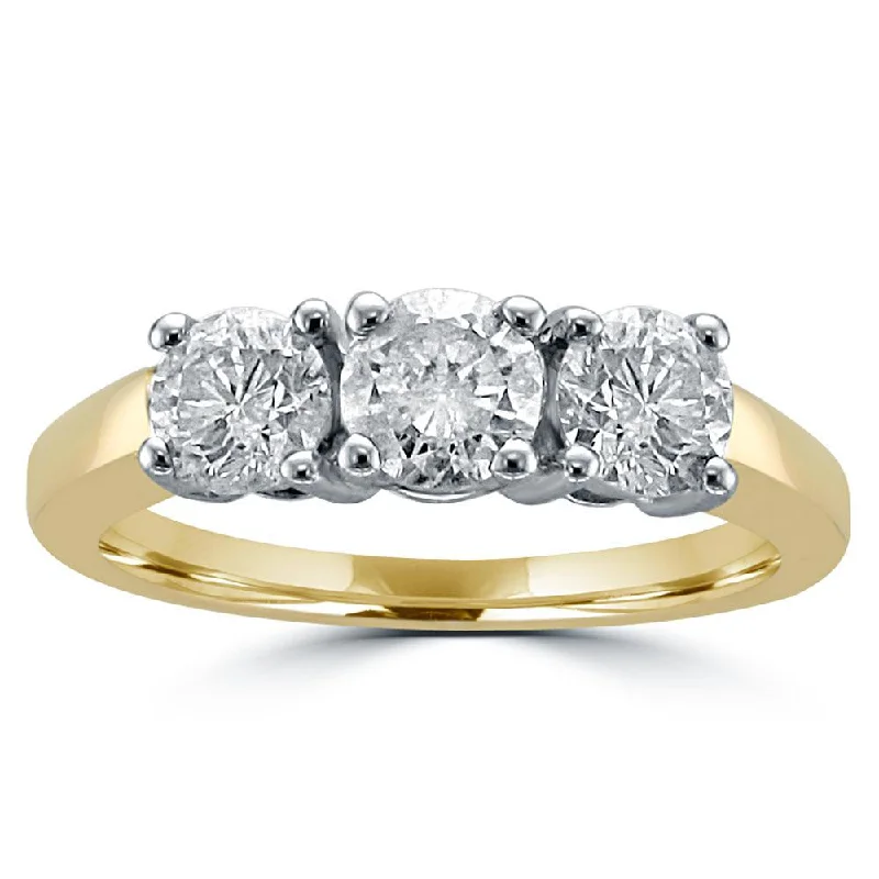 14KT Two-Tone Gold 1.00 CTW 3 Stone Diamond Ring