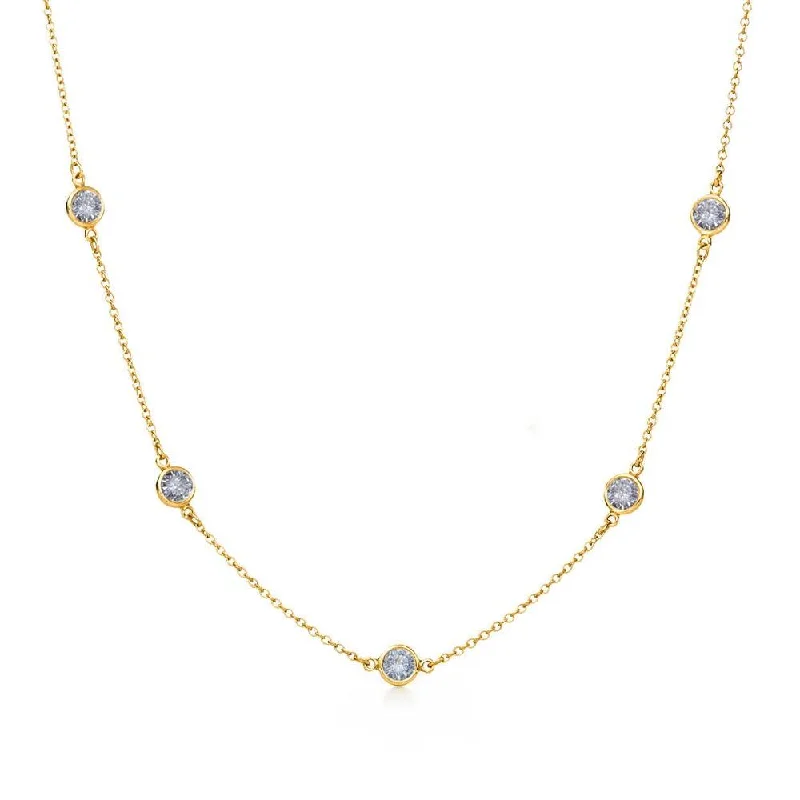 Gold Plated 925 Sterling Silver Chain Necklace with CZ - STP00863GP