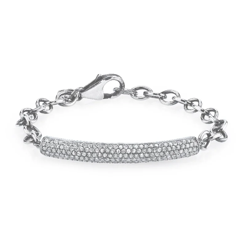 Link Chain Bracelet with Diamond Bar