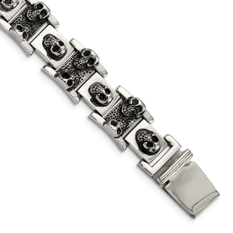 Stainless Steel Skull 8.25in Bracelet