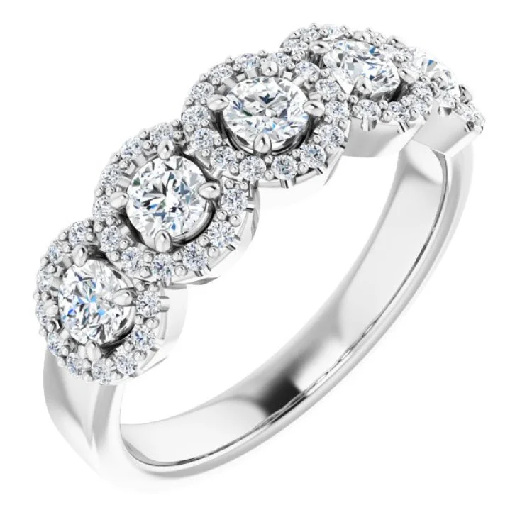 14K White 7/8 CTW Natural Diamond Anniversary Ring