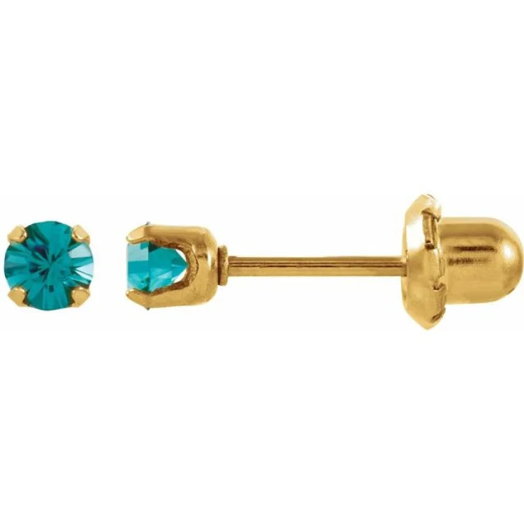 14K Yellow Imitation Blue Zircon InvernessÂ® Piercing Earrings