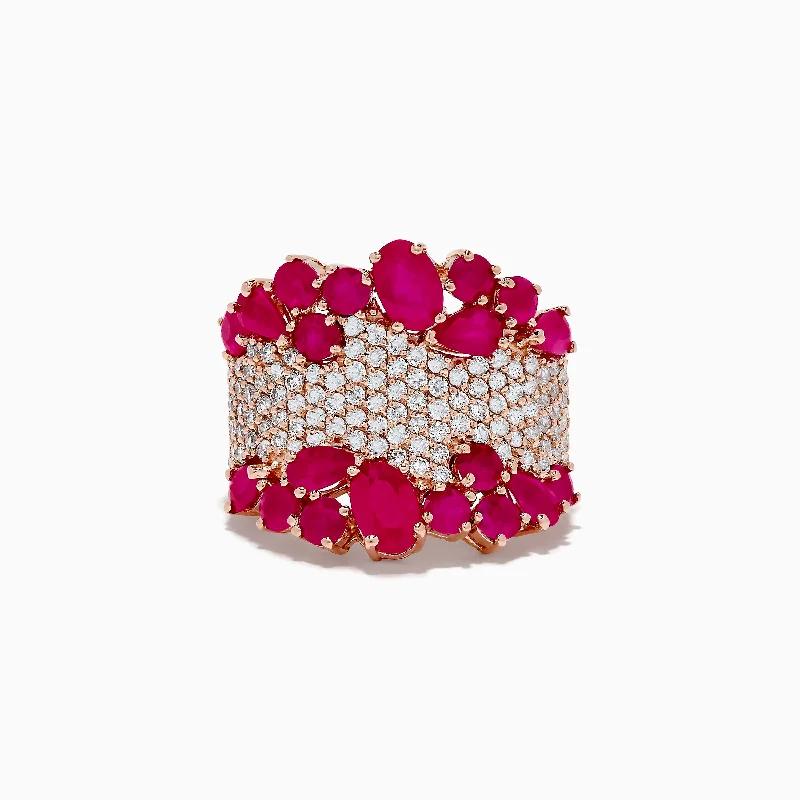 Ruby Royale 14K Rose Gold Ruby and Diamond Cocktail Ring