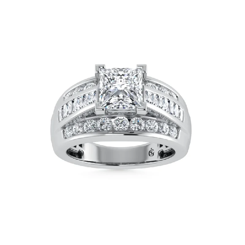 1 3/4 Ctw Princess Lab Grown Diamond Engagement Ring in White Gold