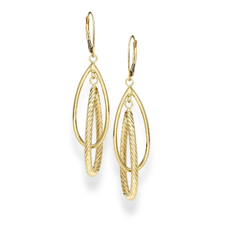 14K Gold Polished & Twist Dangle Earring