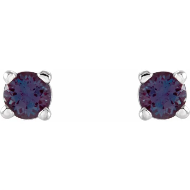 14K White 2.5 mm Lab-Grown Alexandrite Stud Earrings