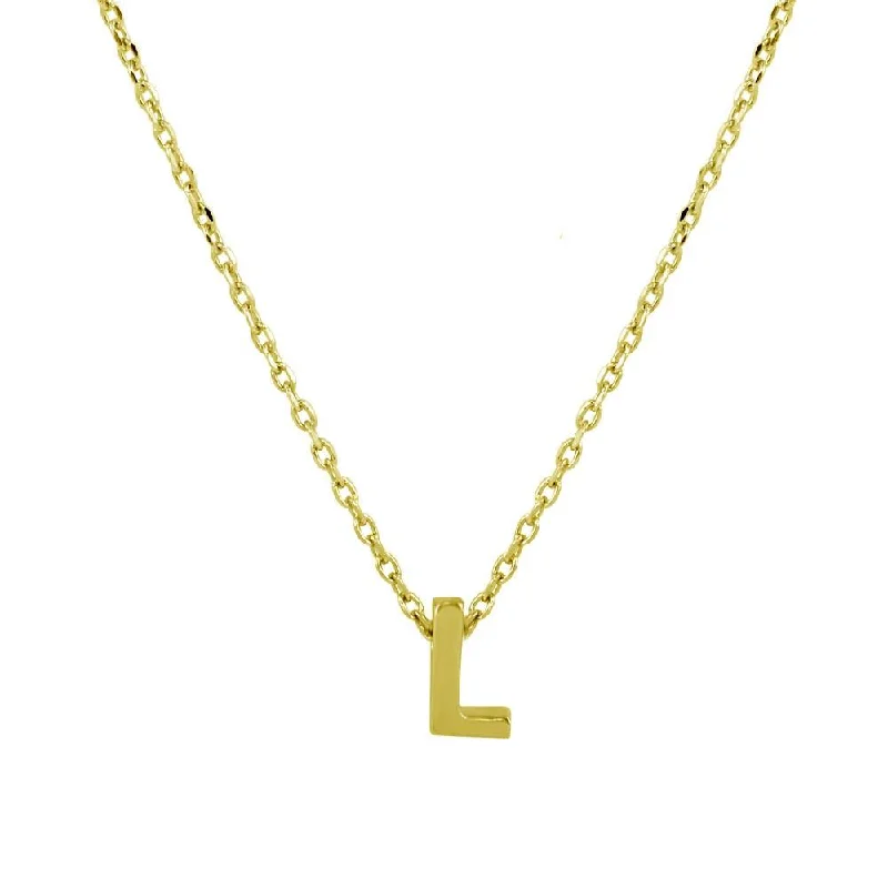 Gold Plated 925 Sterling Silver Small Initial L Necklace - JCP00001GP-L