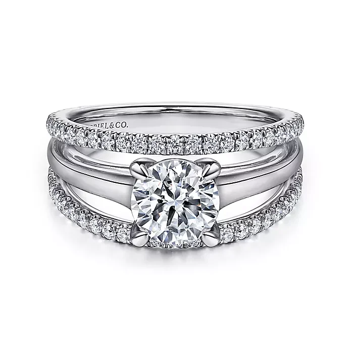 Halima - 14K White Gold Round Diamond Engagement Ring