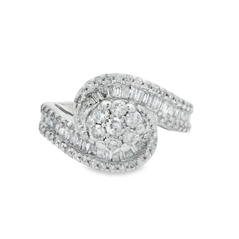 White Gold 2CTW Floral Tiwst Diamond Engagement Ring