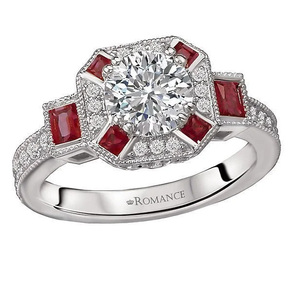 14KT 0.50 CTW RUBY & 1.25 CTW DIAMOND VINTAGE HALO RING