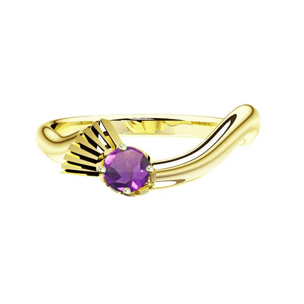 Flowing Scottish Thistle Amethyst Engagement Ring