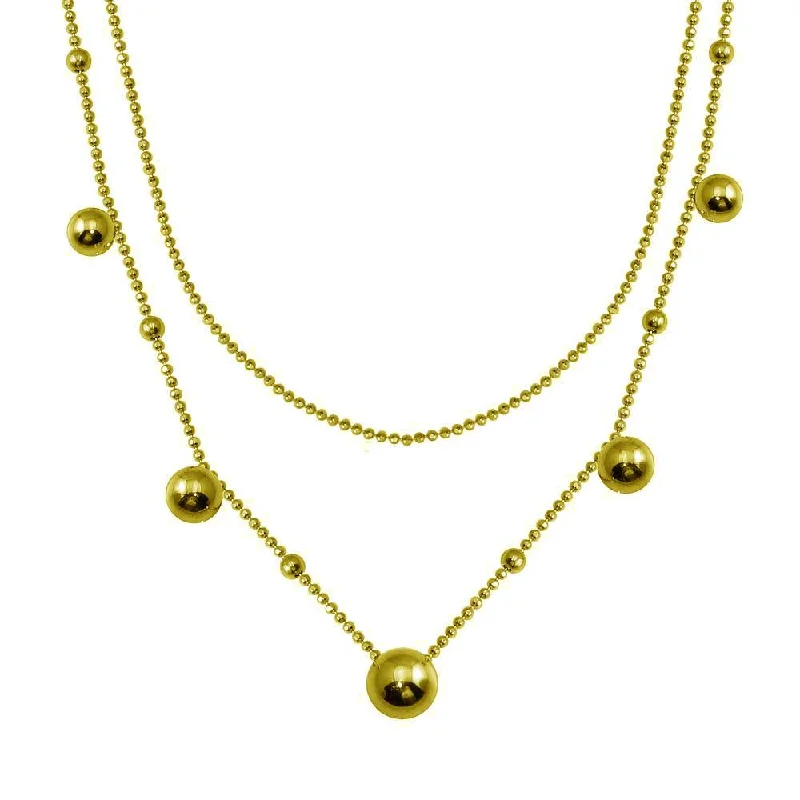 Gold Plated 925 Sterling Silver Multi Beaded Necklace - ITN00139-GP