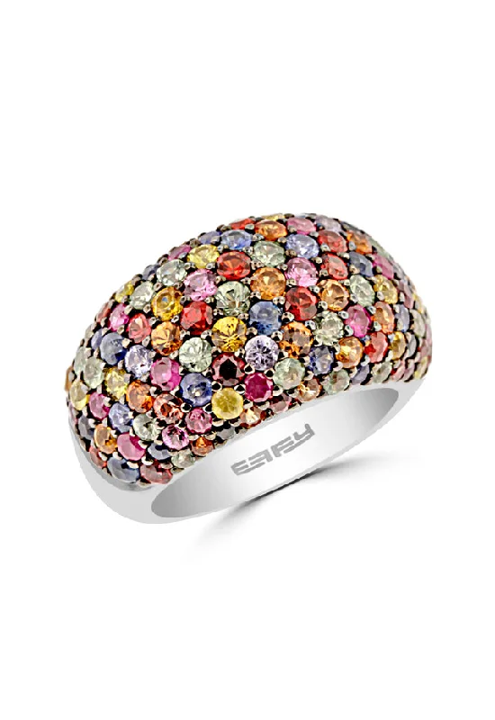 Sterling Silver Multi Sapphire Ring, 5.62 TCW