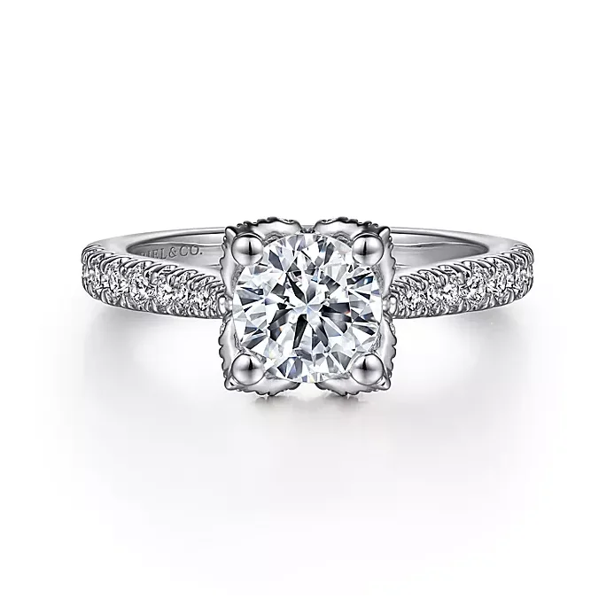 Farrah - 14K White Gold Round Diamond Engagement Ring