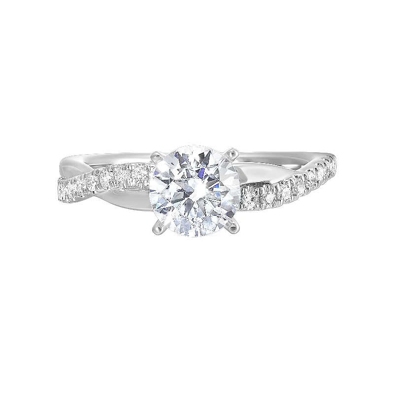 1/5 Ctw Daphne Diamond Criss Cross Engagement Ring Setting in 14 Karat White Gold