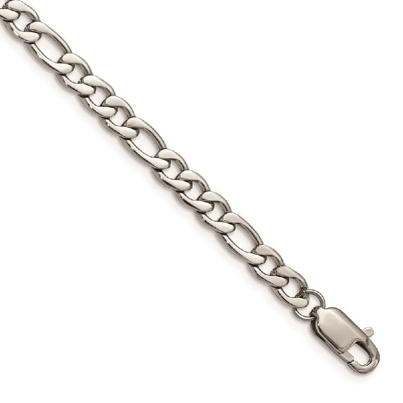 Stainless Steel Polished Figaro 9 inch Bracelet