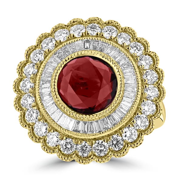 18KT YELLOW GOLD 2.72CT RUBY & 1.50CT DIAMOND RING