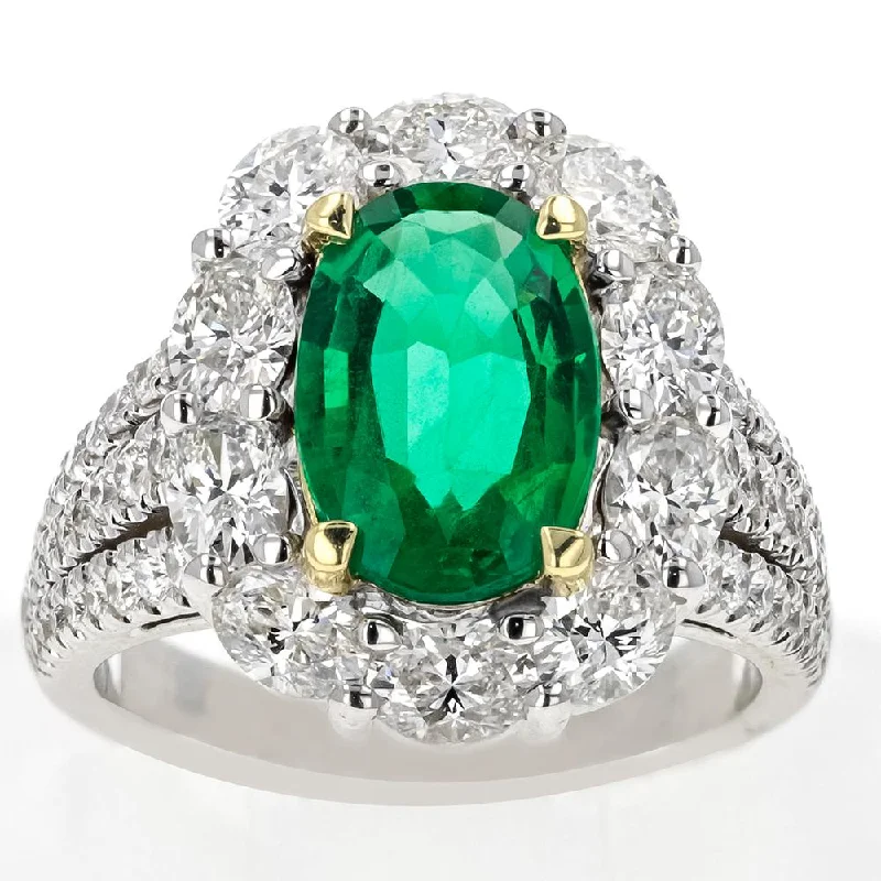 JULEVE 2.03CT EMERALD & 2.29CT DIAMOND RING