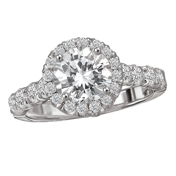 14KT WHITE GOLD 2.25 CTW DIAMOND ROUND HALO RING