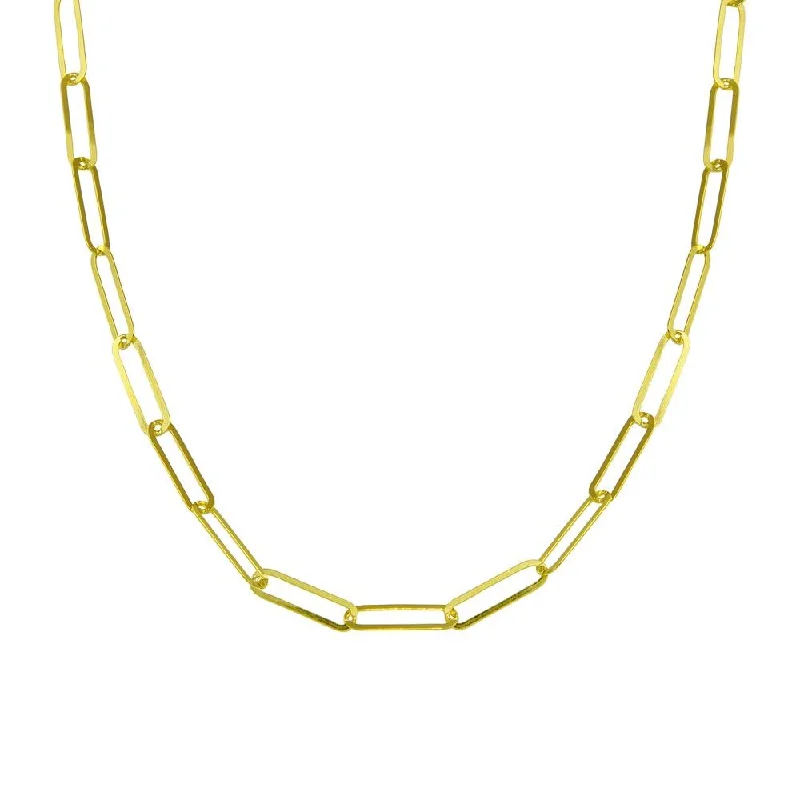 Gold Plated 925 Sterling Silver Paperclip Chain Necklace - ITN00153-GP