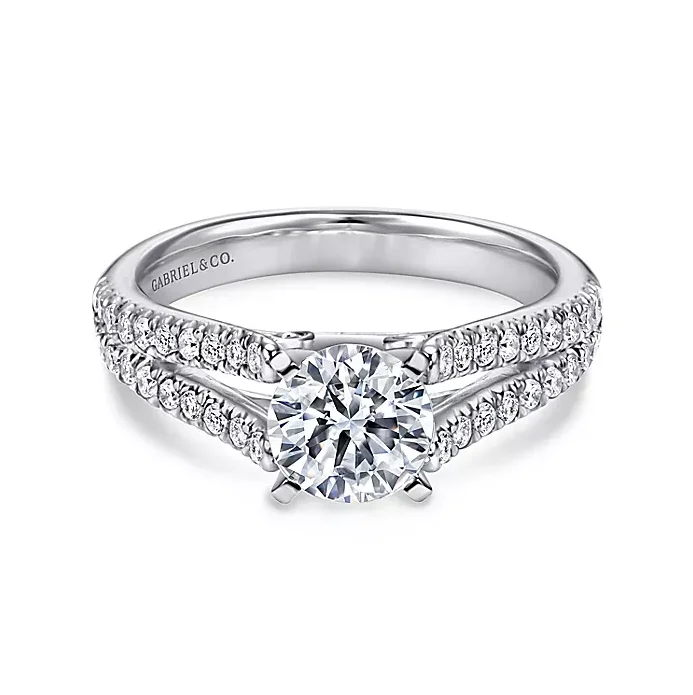 Janelle - 14K White Gold Round Split Shank Diamond Engagement Ring