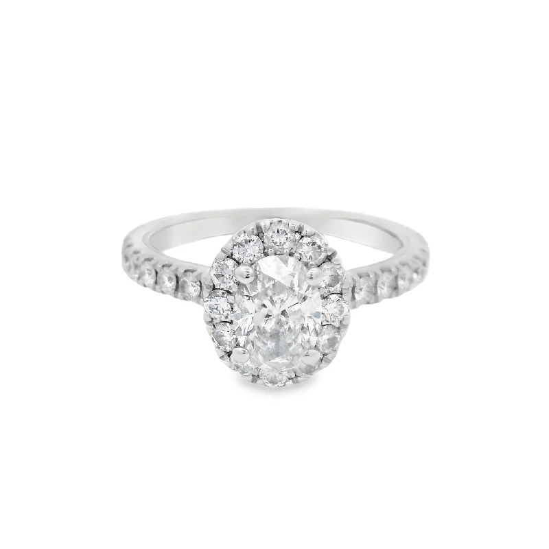 Vibrant 1 3/8ctw Oval Halo Diamond Engagement Ring