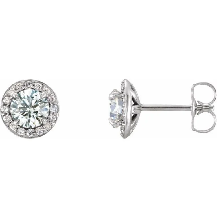 14K White 5/8 CTW Natural Diamond Halo-Style Earrings