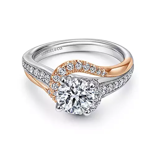 Angola - 14K White-Rose Gold Round Diamond Bypass Engagement Ring