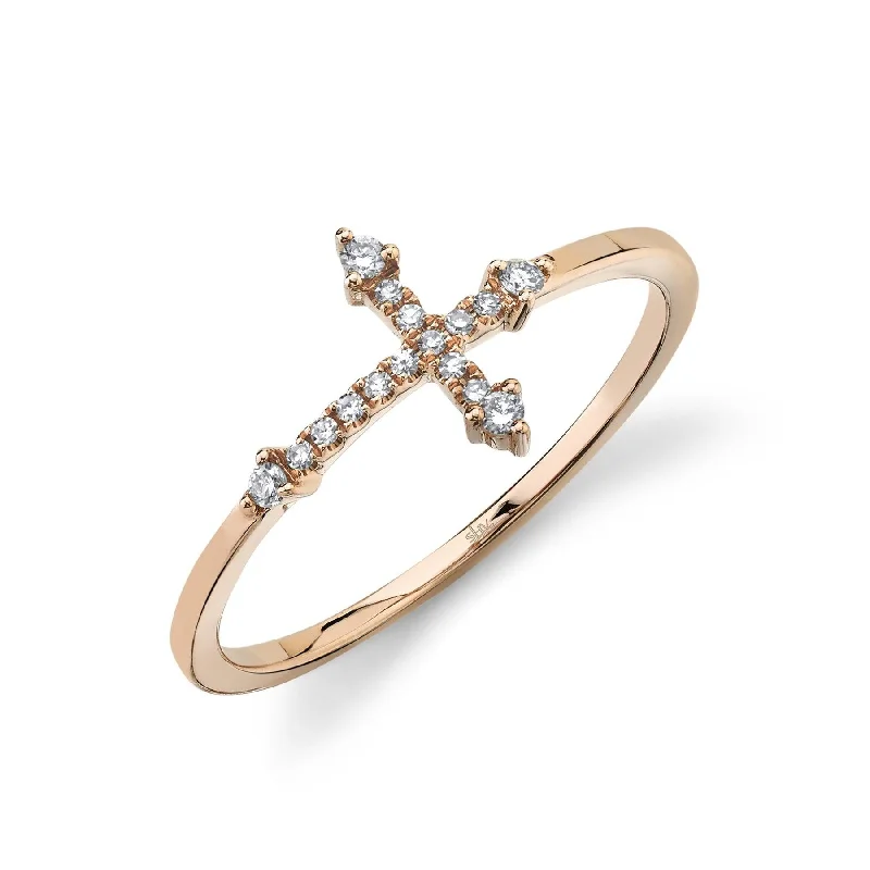 14KT GOLD .09 CTW DIAMOND CROSS RING