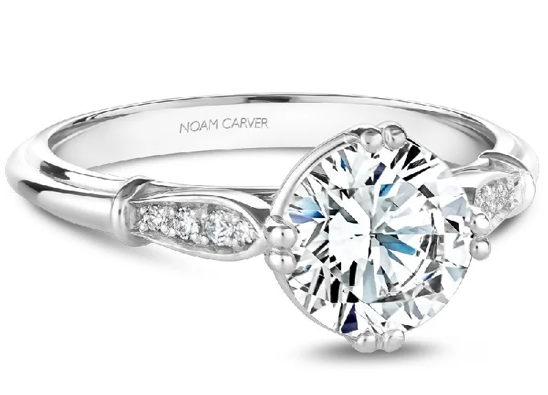 Noam Carver 14K White Gold .06cttw side diamond Engagement R...