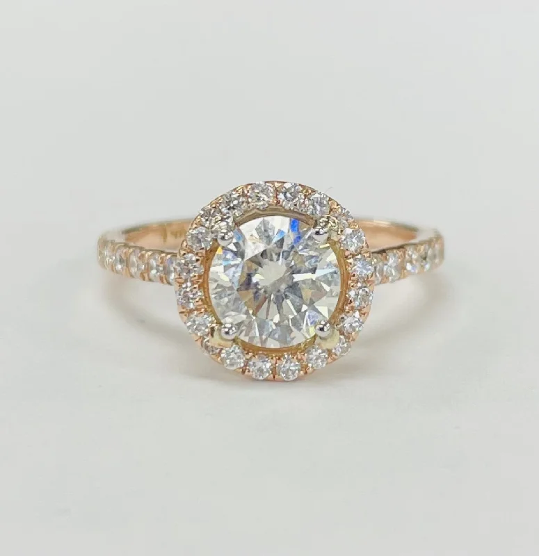 Rose Gold Halo 1.15CT VS GIA Certified Diamond Engagement Ring