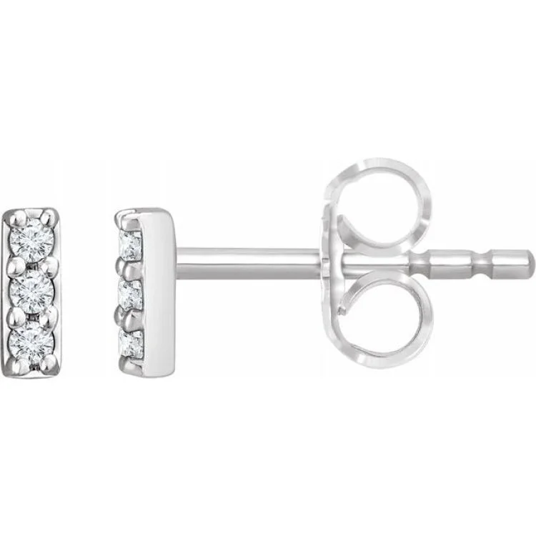 14K White .05 CTW Lab-Grown Diamond Bar Earrings