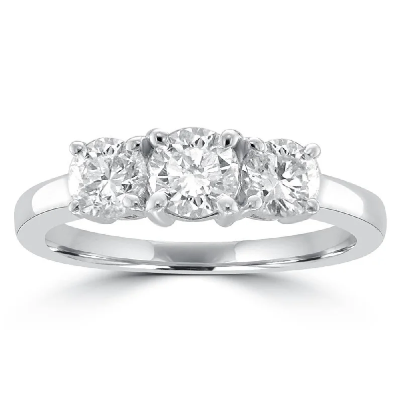 14KT White Gold 1.00 CTW Diamond 3 Stone Ring