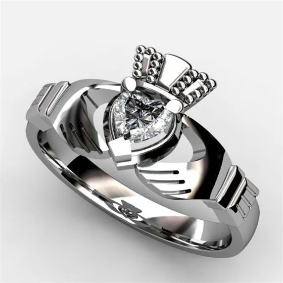 Claddagh Engagement Ring 1/3 or 1/2 Carat Diamond ASU-1-WHITE