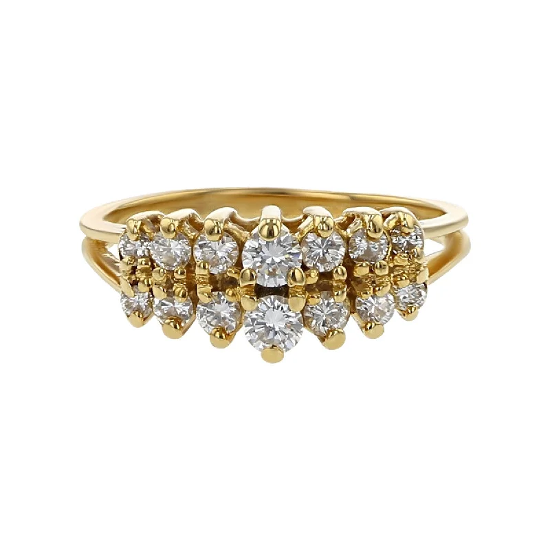 14K Yellow Gold Diamond Two-Row Engagement Ring