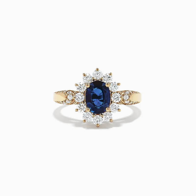 Royale Bleu 14K Yellow Gold Blue Sapphire and Diamond Ring, 2.23 TCW