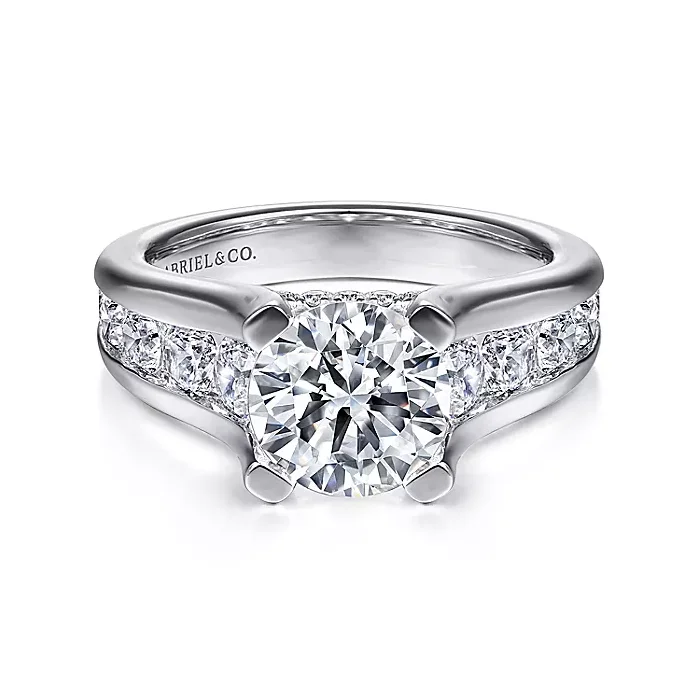 Amala - 14K White Gold Round Diamond Engagement Ring