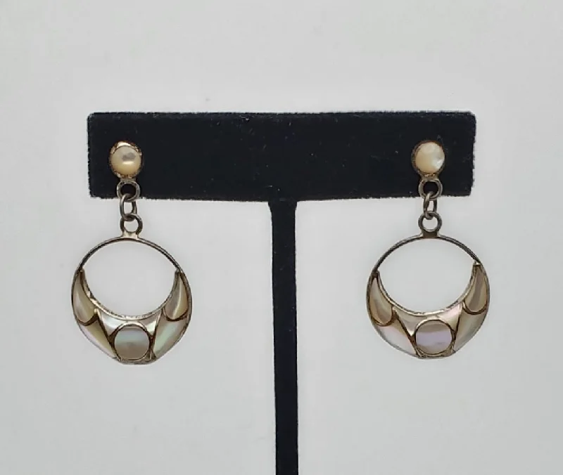 Anita Whitegoat - Vintage Inlaid Mother of Pearl Sterling Silver Earrings