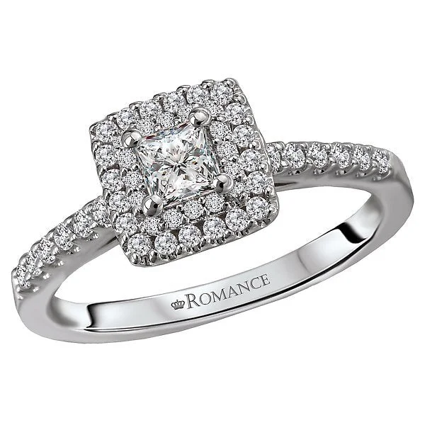 14KT WHITE GOLD 1/2 PRINCESS DIAMOND DOUBLE SQUARE HALO RING