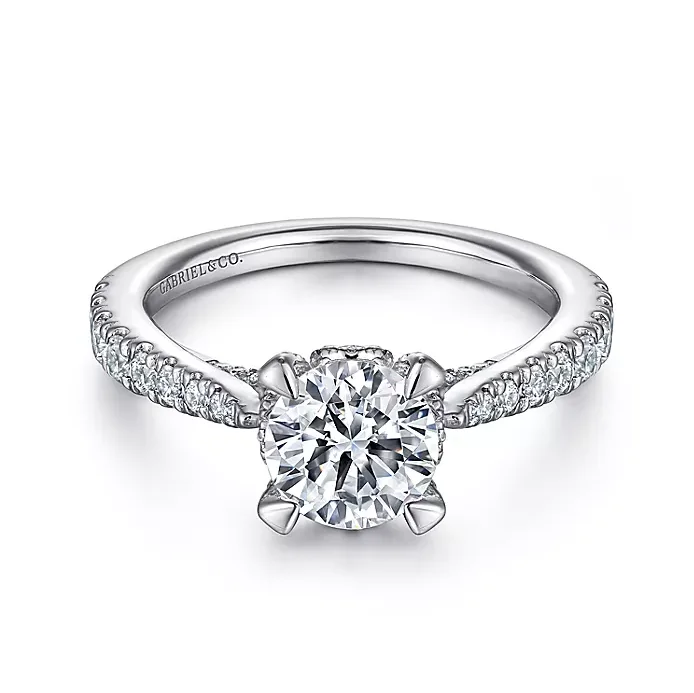 Melina - 14K White Gold Round Diamond Engagement Ring