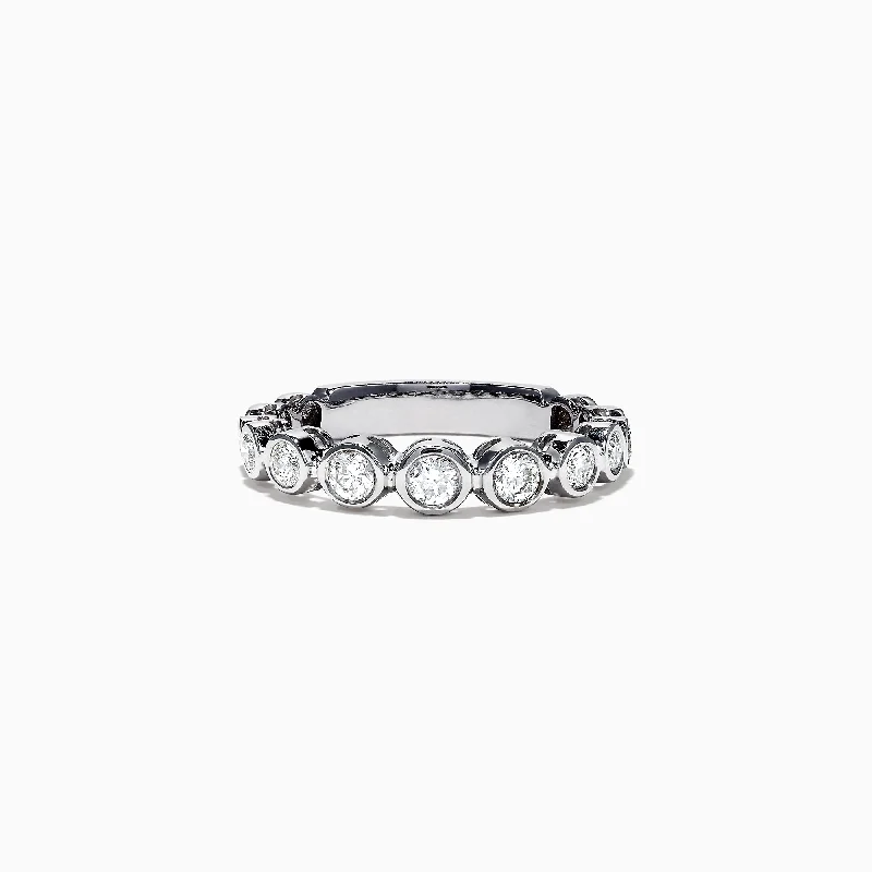 Pave Classica 14K White Gold Bezel Set Diamond Ring, 0.49 TCW