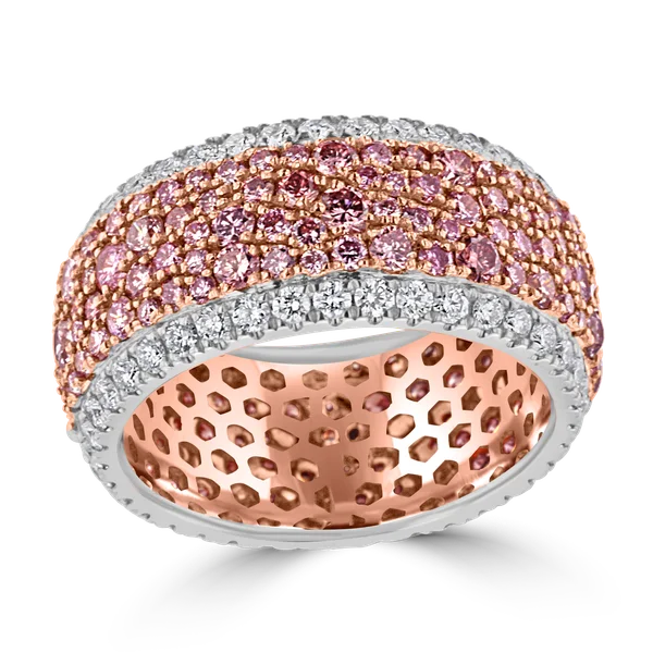 JULEVE 18KT WHITE & ROSE GOLD 3.64CT PINK & WHITE DIAMOND ETERNITY RING