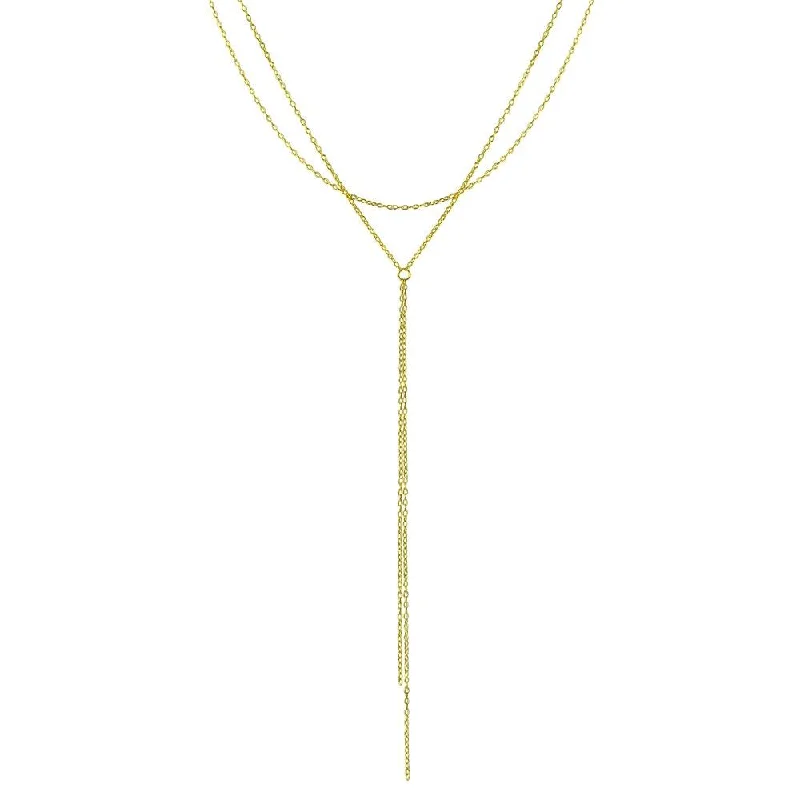 Gold Plated 925 Sterling Silver Dangling Chain Necklace - STP01697GP