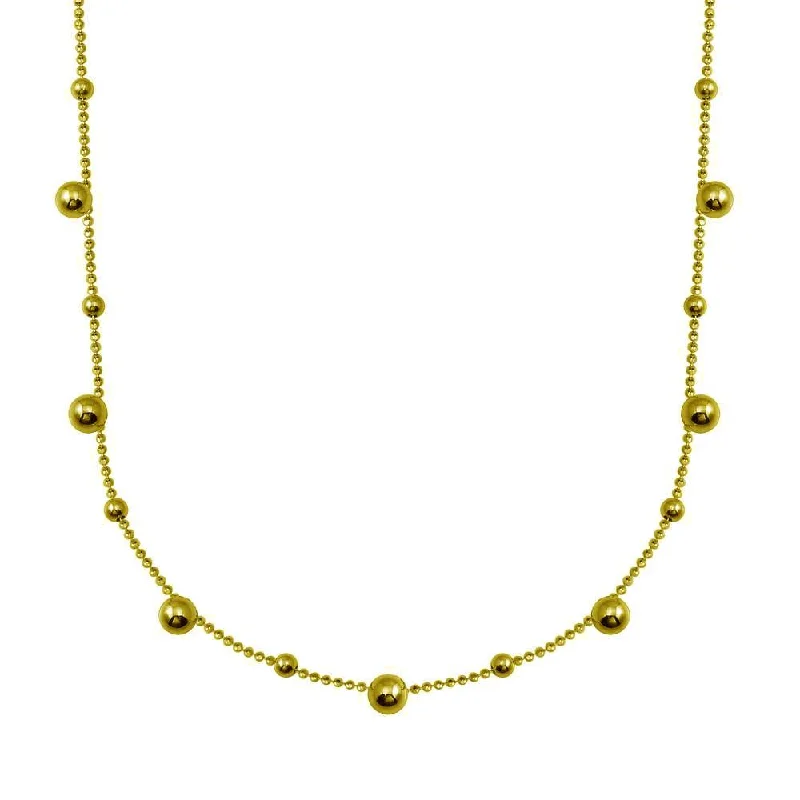 Gold Plated 925 Sterling Silver Multi Beaded Necklace - ITN00140-GP